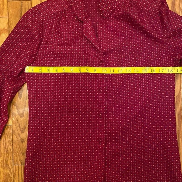 Lady Arrow Vintage 70s Burgundy Graphics Button Down Blouse, Small - Picture 5 of 8
